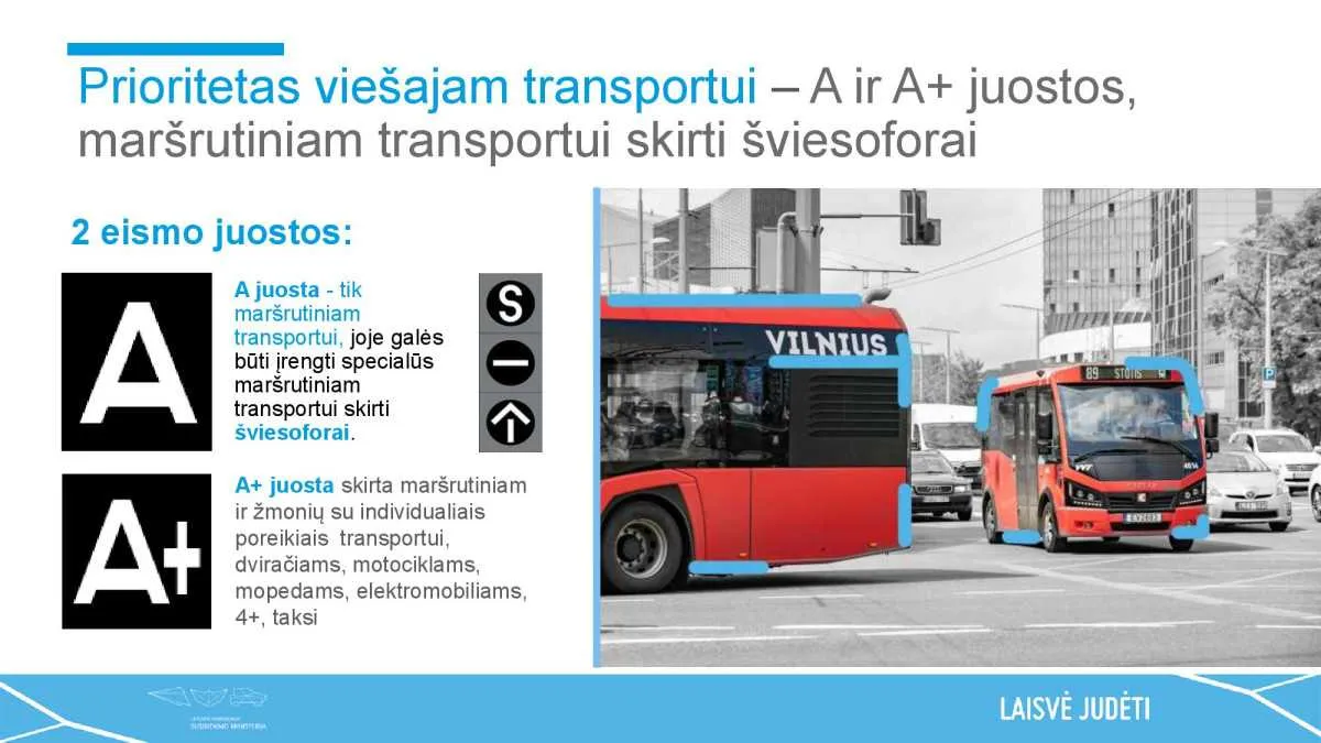 Susisiekimo ministerija siūlo miestuose įrengti dviračių gatves, efektyviau organizuoti specialaus ir viešojo transporto eismą